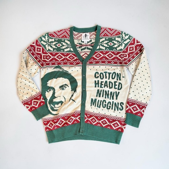 ELF Other - ELF Cardigan Sz M Buddy Cotton Headed Ninny Muggins Ugly Sweater Christmas Party